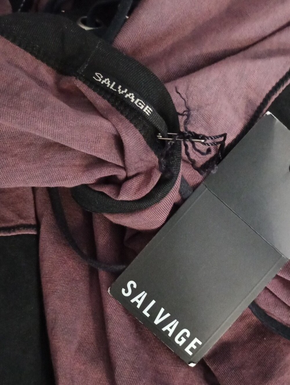 Salvage Two-Tone Lace-Up Top - Plum & Black - Picture 4 of 6